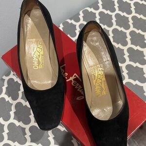 Salvatore Ferragamo Black Suede Heels